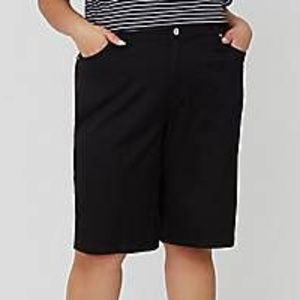 Sateen Stretch Black Bermuda Shorts